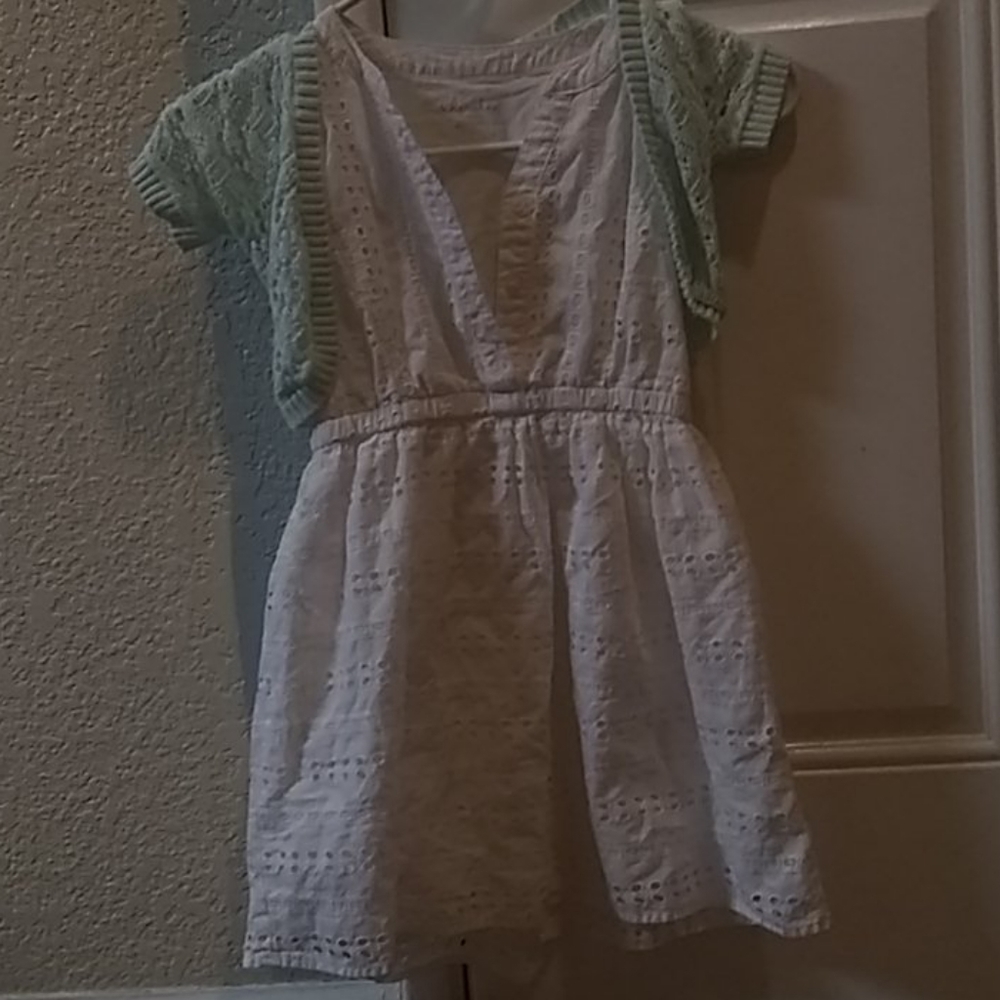 White dress with a short Cardigan